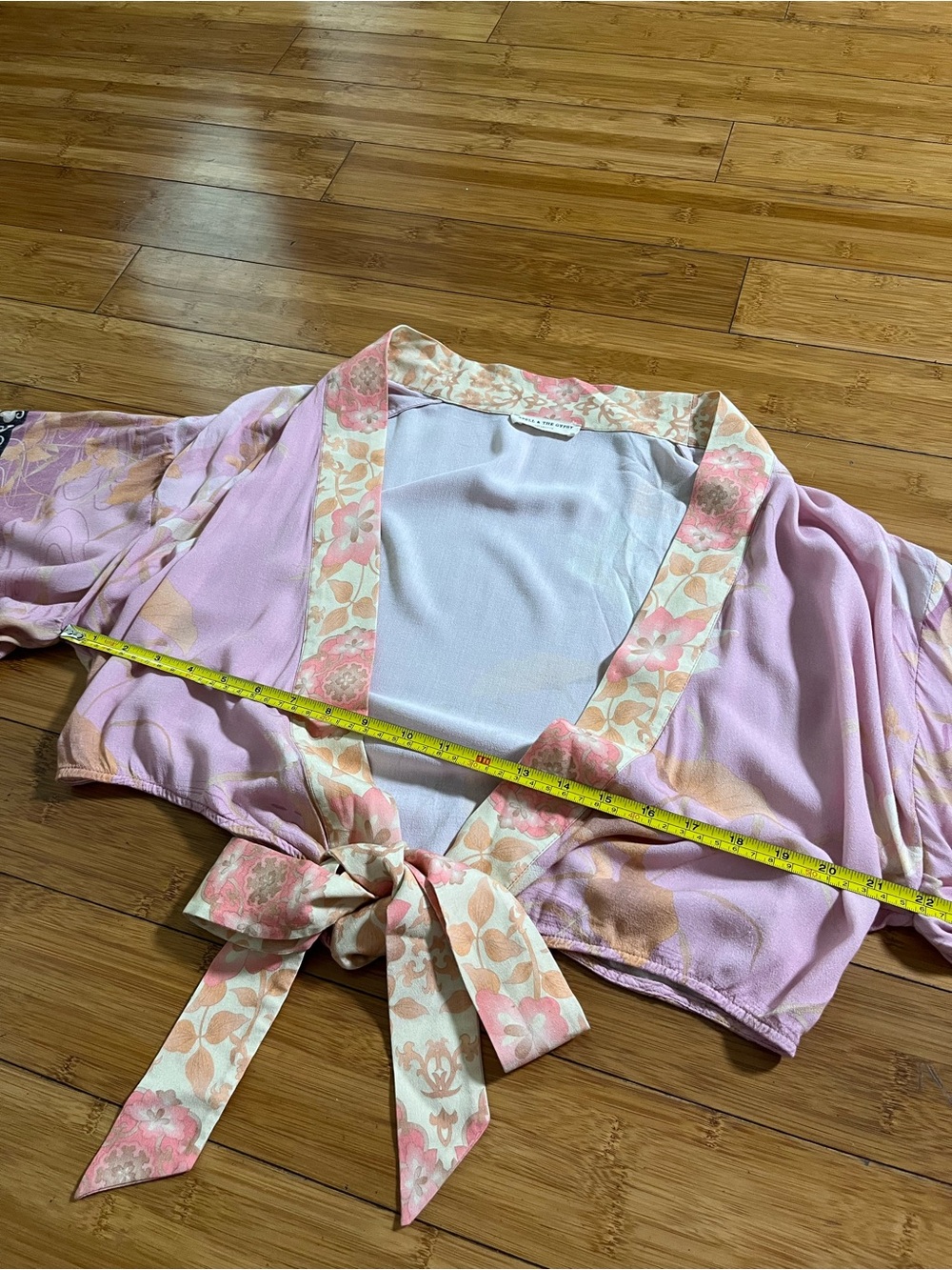 Spell & the Gypsey Collective Cherry Blossom Pink Tie-Front Floral Wrap Crop Top - Picture 8 of 13